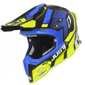 Motokrosová prilba  JUST1 J12 VECTOR fluo žlto/modro/carbonová